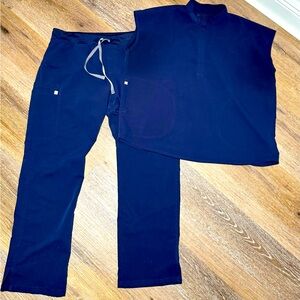 FIGS Technical Collection Scrub Navy Blue Pant/shirt set